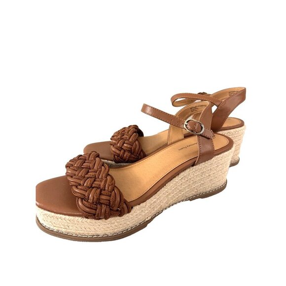 Y2K Brown Platform Sandals 10 Braided Strap Chunky Heel Boho Indie Coastal - Picture 3 of 15